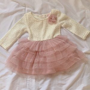 Little Lass, white and pink tulle dress, size 12 Months
